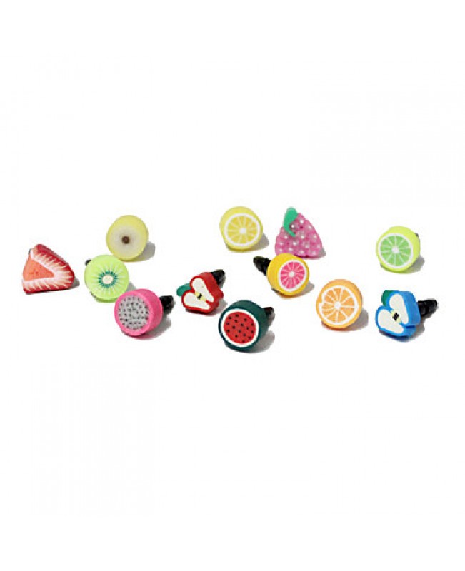 Fruit 3.5 MM Polymer Clay Anti-dust Earphone Jack for and(Random Color)