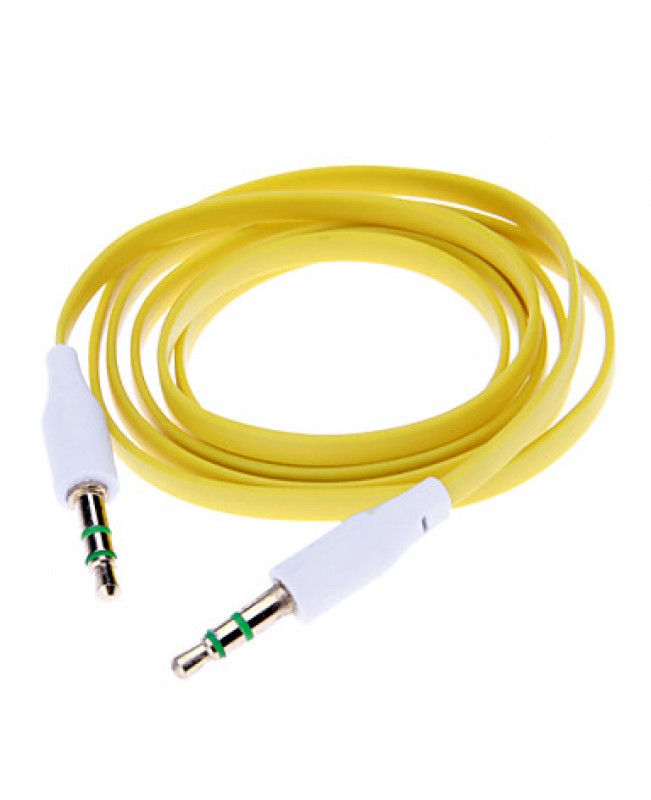 Noodle Style Gold Plated 3.5mm Audio Jack Connection Cable(Yellow 1.03m)